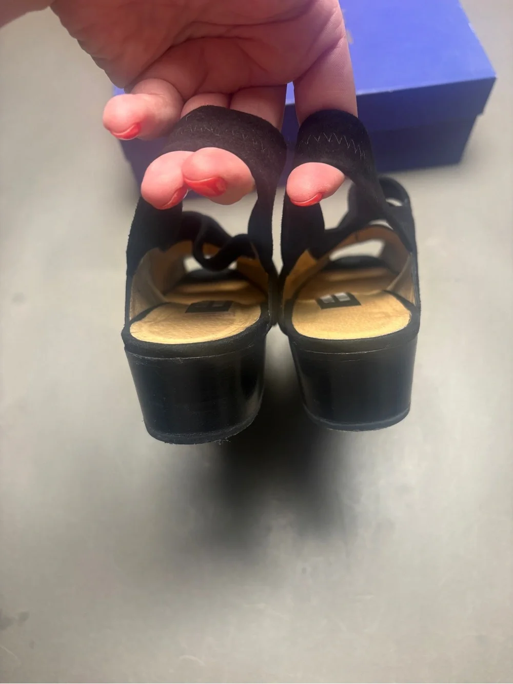 Stuart Weitzman Black Suede Peep-Toe Slingback Sandals